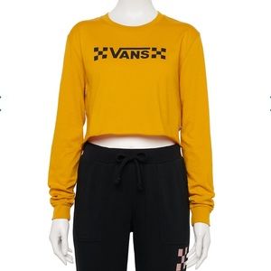 Juniors’ Vans Check Logo, Long Sleeve Crop